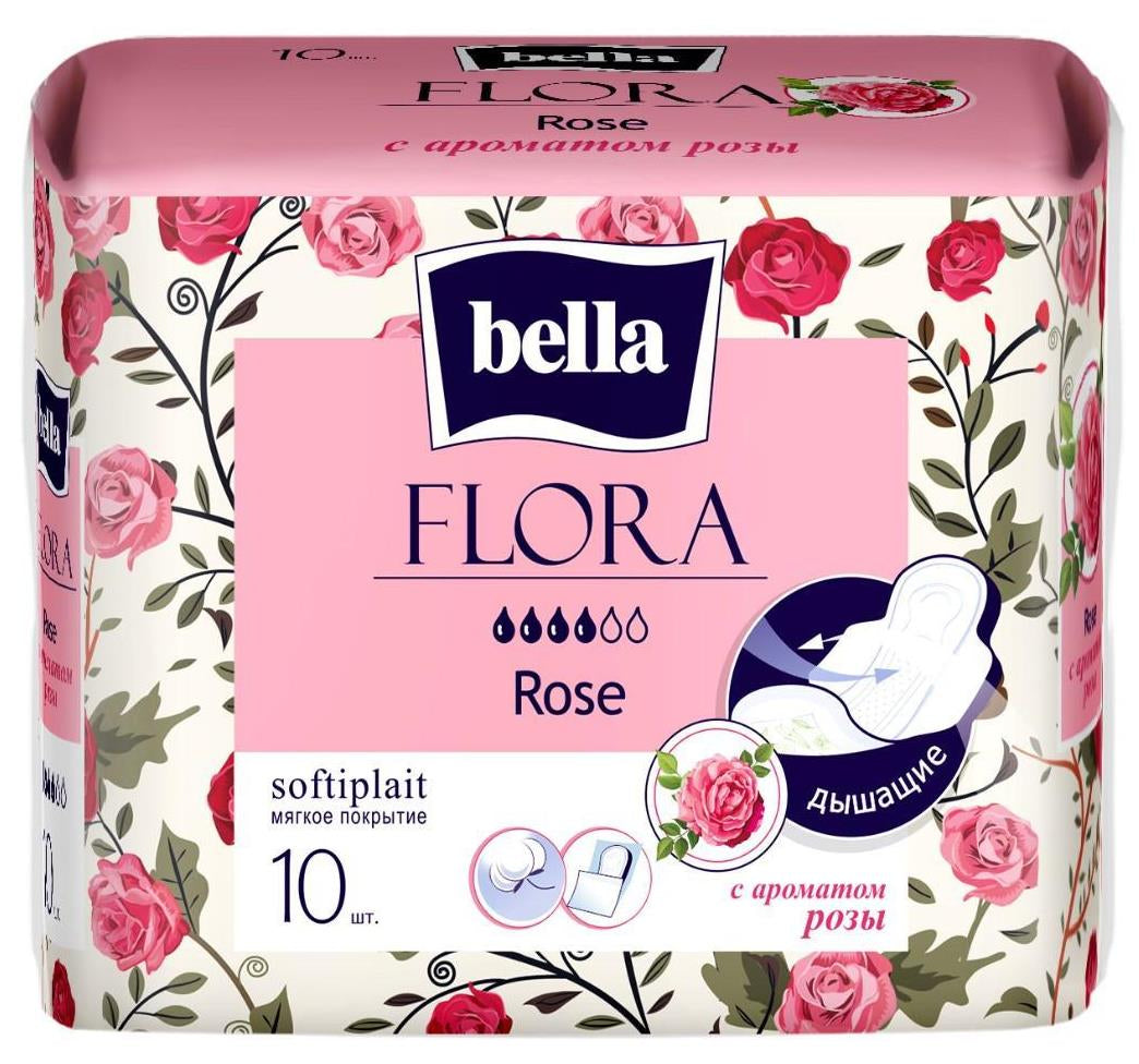 Bella Flora Rose Sanitary Pads, 10 pcs