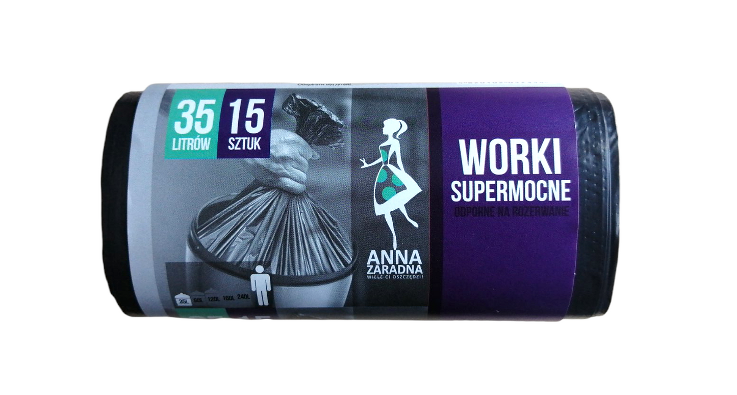 Anna Zaradna Durable Garbage Bags, 35 L, 15 pcs