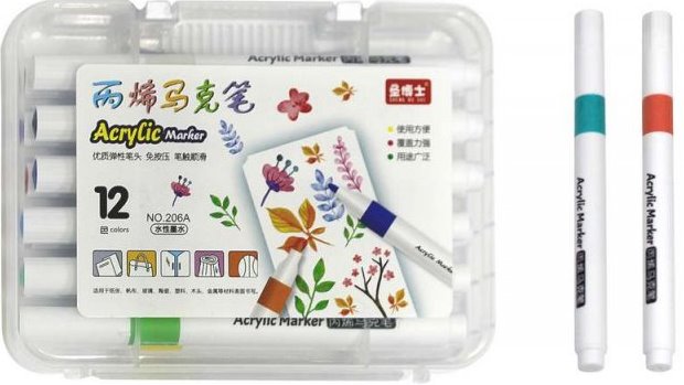 206A-12 Acrylic Marker Set, 12 Colors
