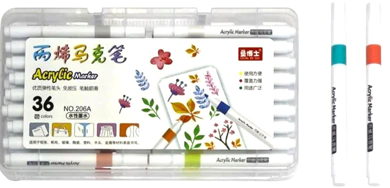 206A-36 Acrylic Marker Set, 36 Colors