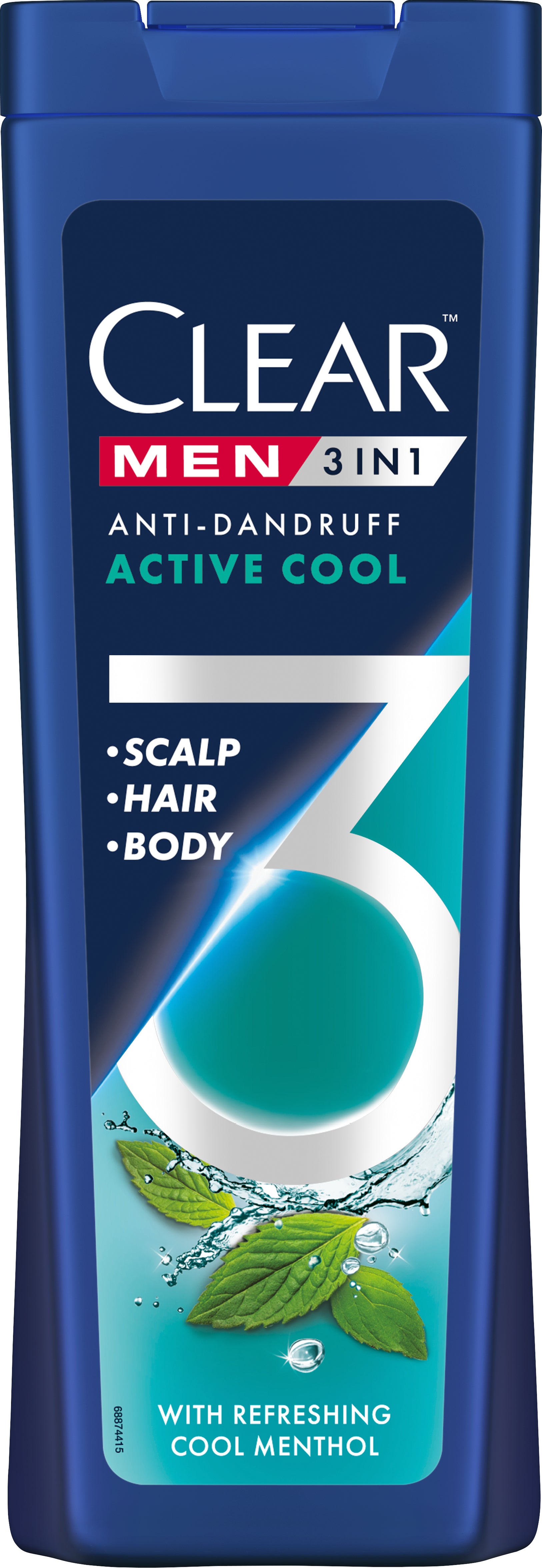 Clear Icy Menthol Freshness Men's 3-in-1 Anti-Dandruff Shampoo, 360 mL