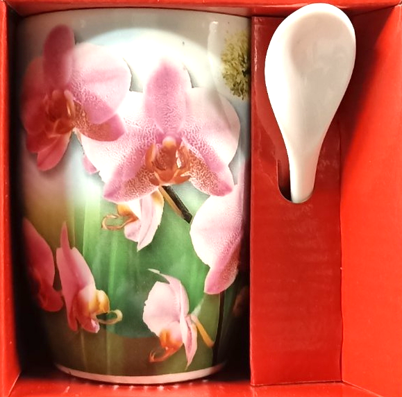 Interos Orchid A-38-1S Ceramic Cup with Spoon