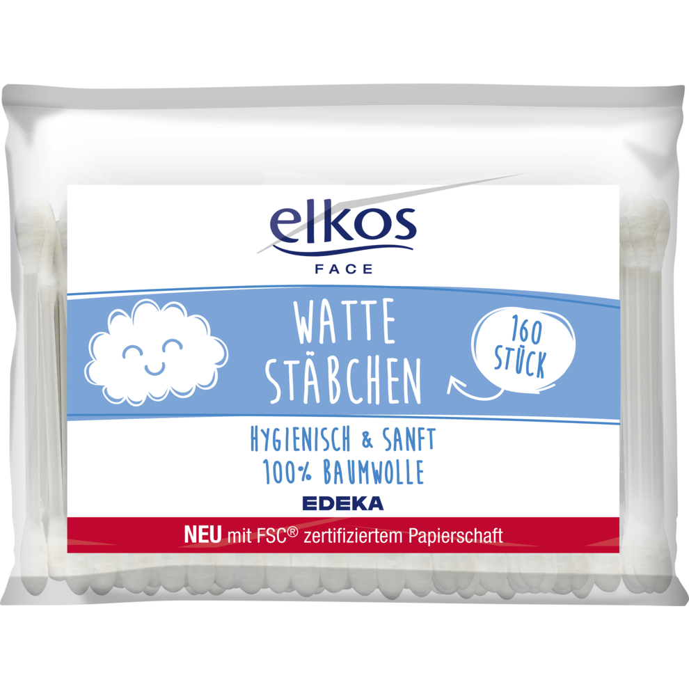 Elkos Cotton Swabs, Bag, 160 pcs