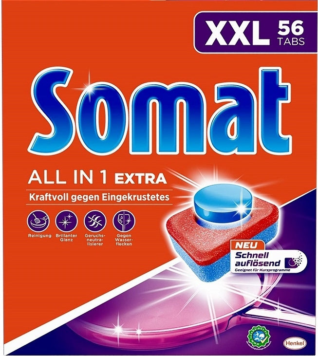Somat All in One Extra Dishwasher Tablets, 56 pcs