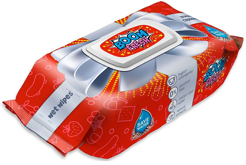 Boom Fresh Wet Wipes with Lid, 120 pcs