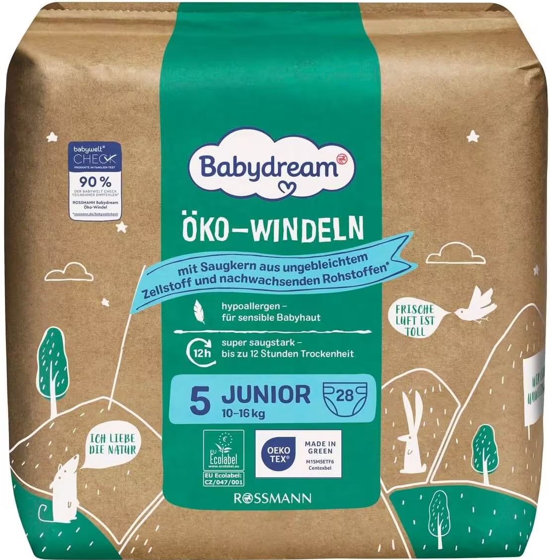 Babydream 5 Eco-Friendly Biodegradable Baby Diapers, 10-16 kg, 28 pcs - Image 2