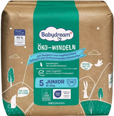 Babydream 5 Eco-Friendly Biodegradable Baby Diapers, 10-16 kg, 28 pcs - Image 2