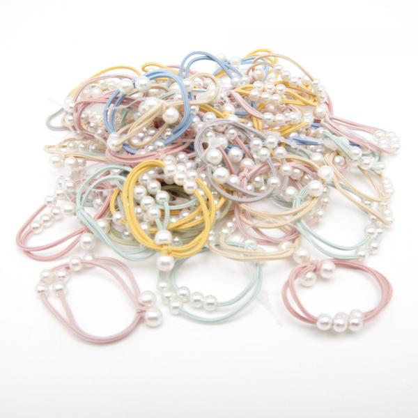 Kids' Colored Thin Hair Tie with Beads 6-4322 (Price per 1 pc)