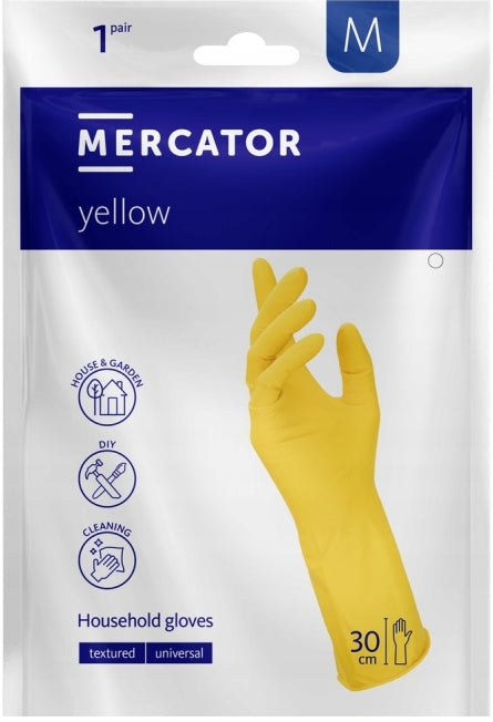 Mercator Latex Household Cleaning Gloves, Size M, 1 Pair