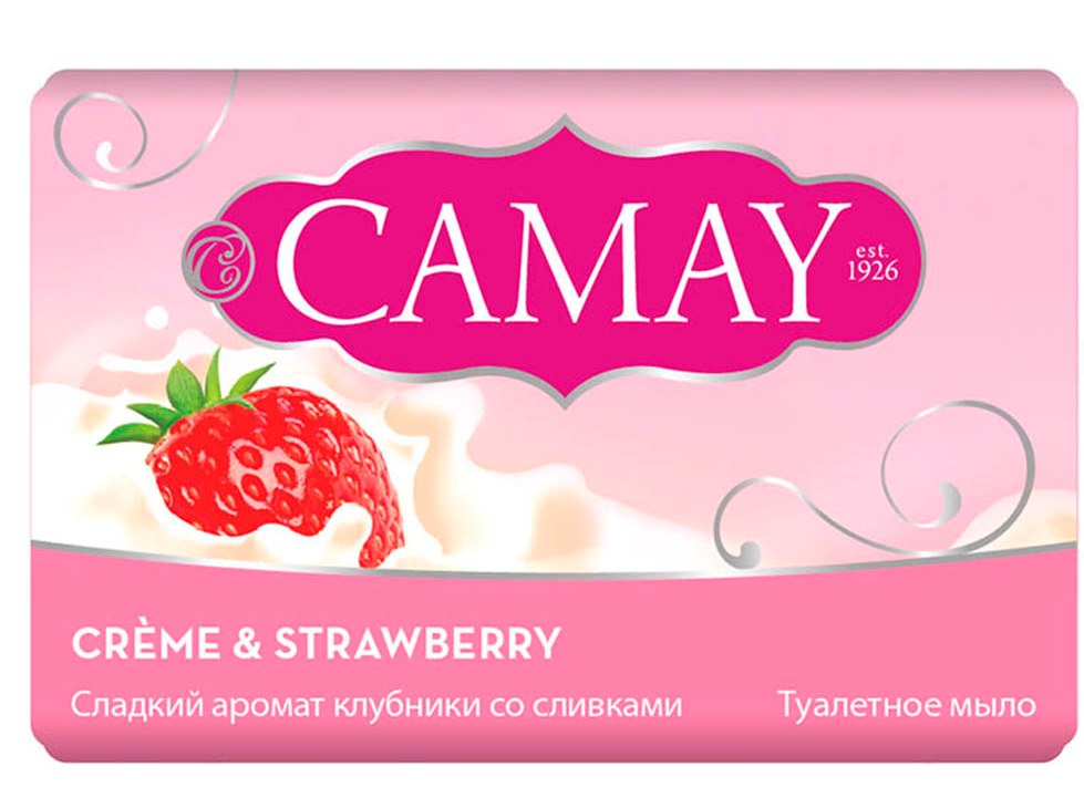 Camay Creme & Strawberry Bar Soap, 85 g