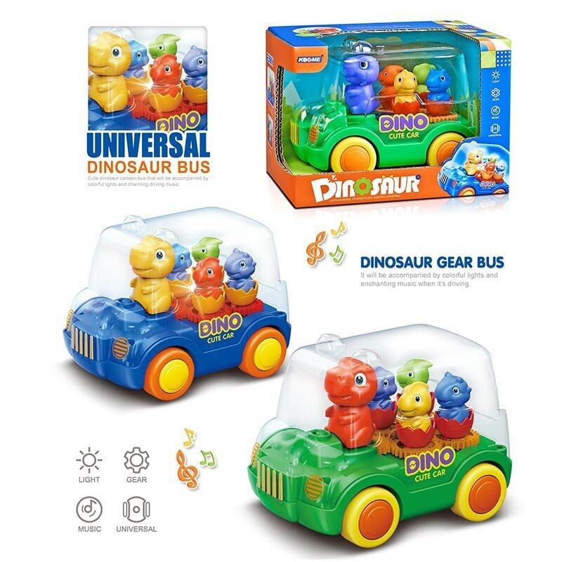M 07 A Dinosaur Musical Toy Car with Sound, Lights & Rotating Gears