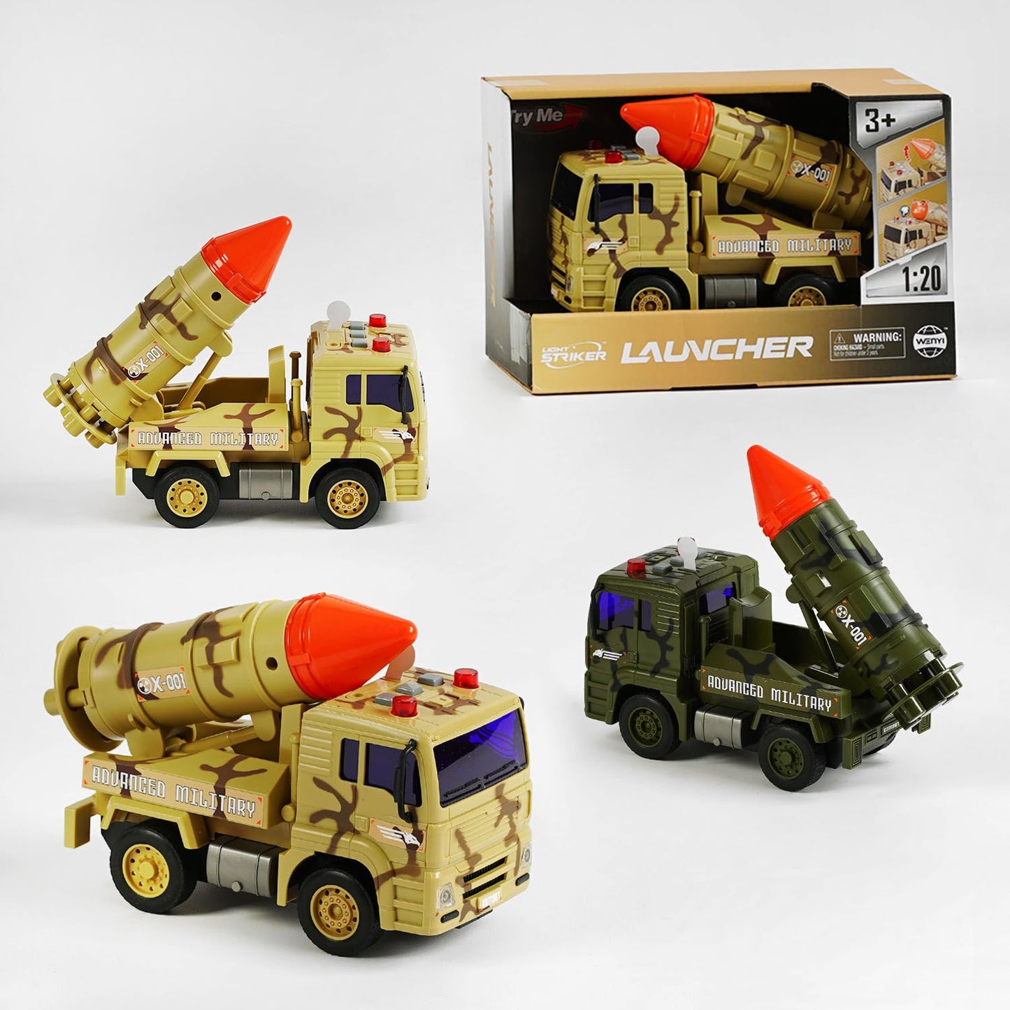 WY440 C/441 C Friction-Powered Military Toy Vehicle with Sound, Light & Moving Parts in Box