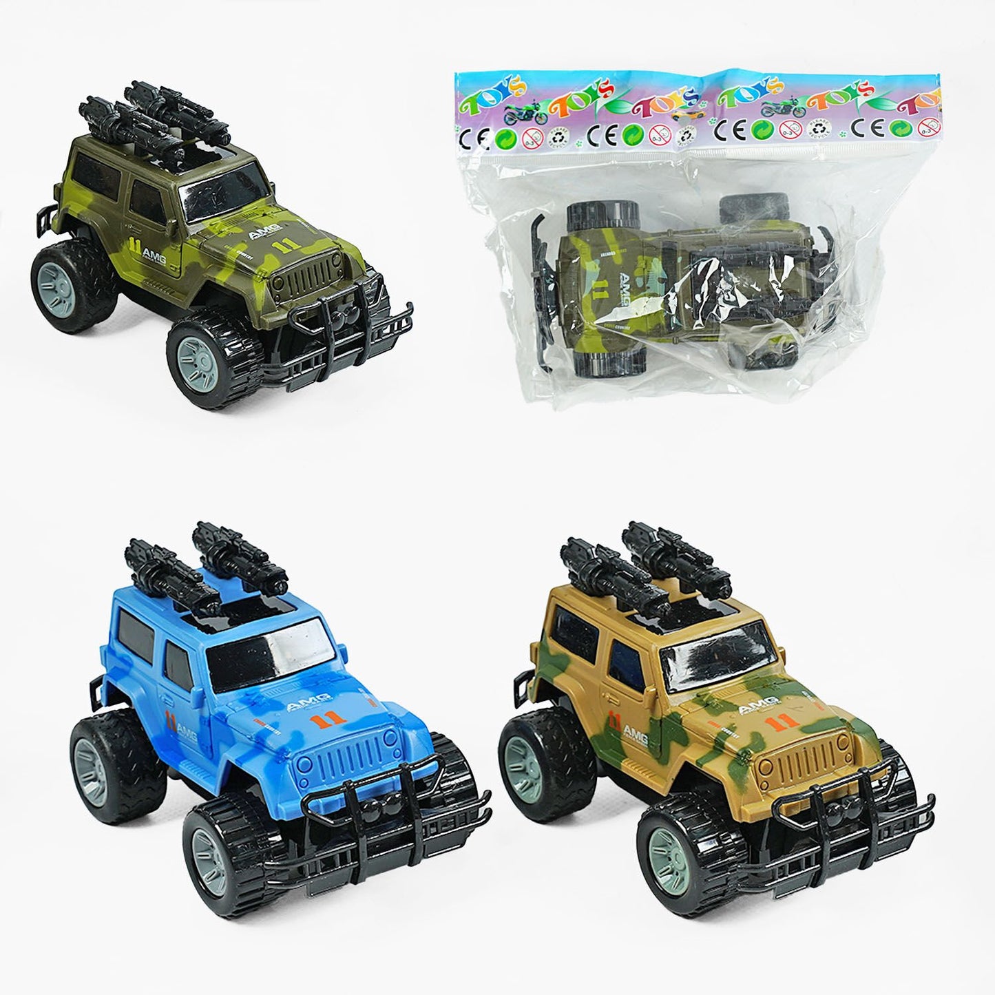 7711 Military Friction-Powered Toy Jeep with Sound & Lights