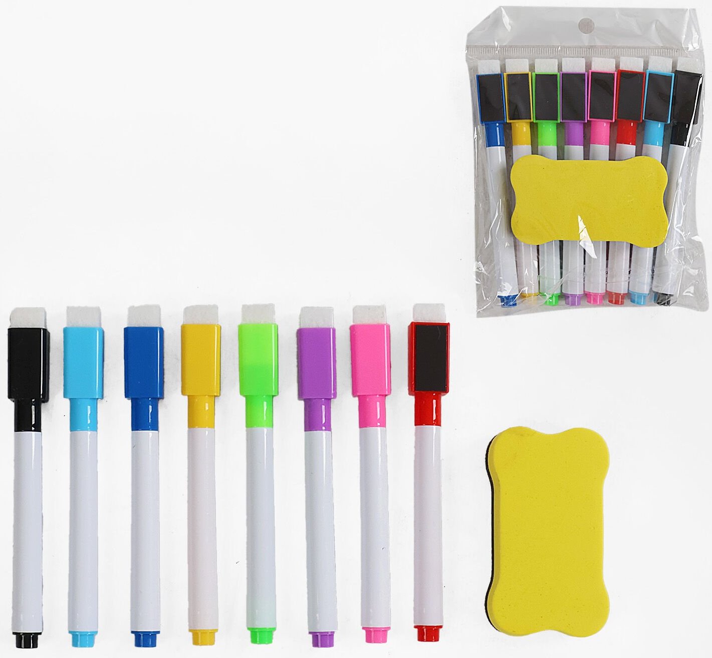 C 73485 Write-and-Erase Marker Set with Magnets, 8 Colors