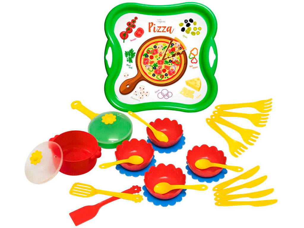 Tigres 39897 Pizza on Tray Play Dish Set, 27 pcs