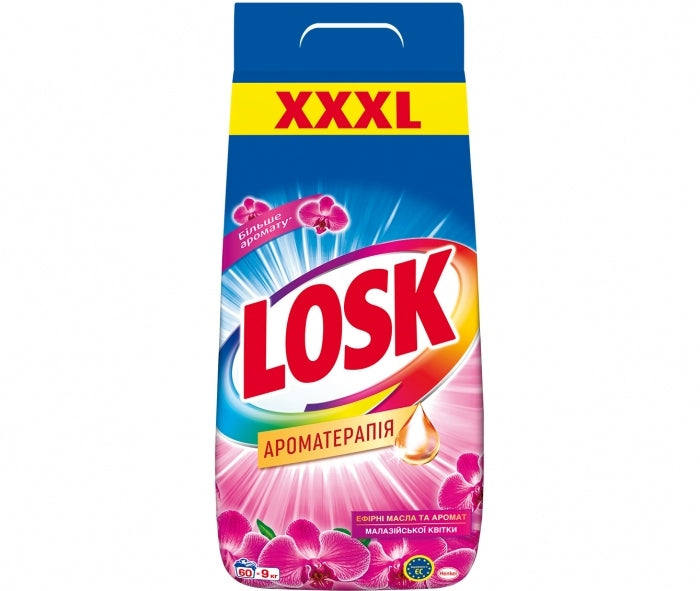 Losk Aromatherapy Malaysian Flowers Automatic Laundry Detergent Powder, 9 kg