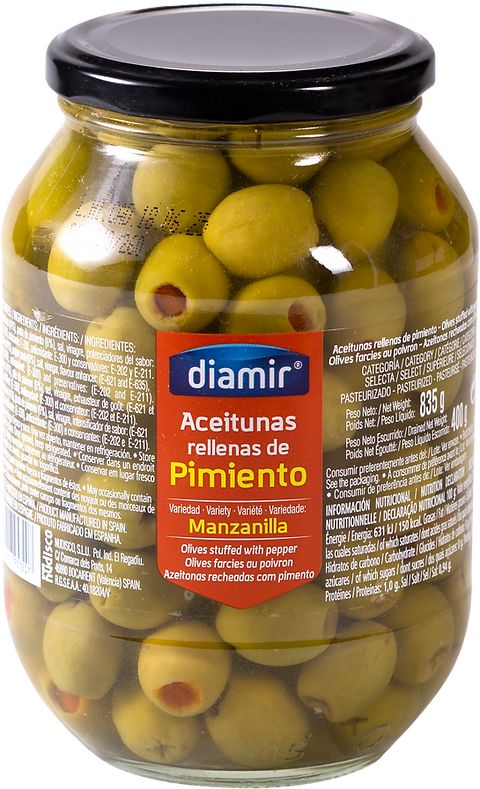 Diamir Green Olives Stuffed with Peppers, 850 g