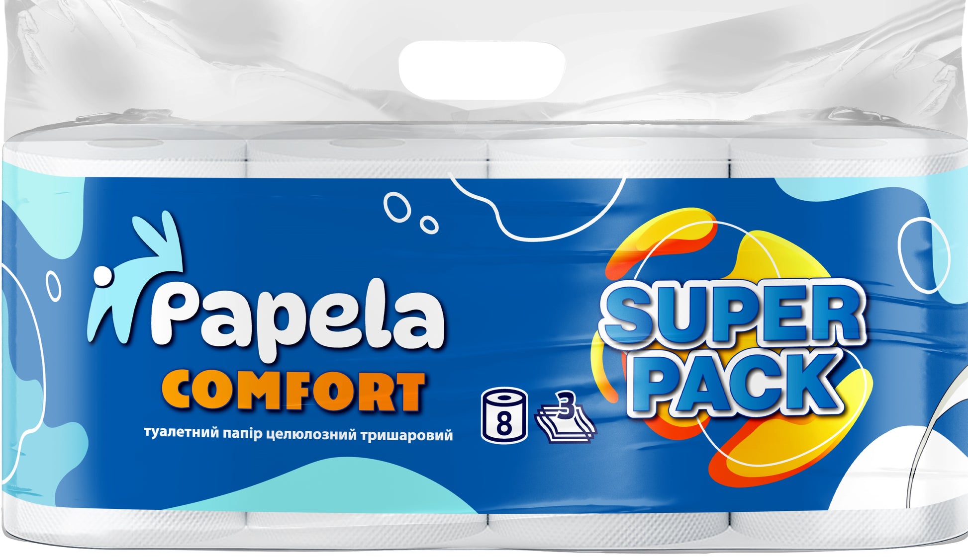 Papela Comfort 3-Ply Toilet Paper, 8 Rolls