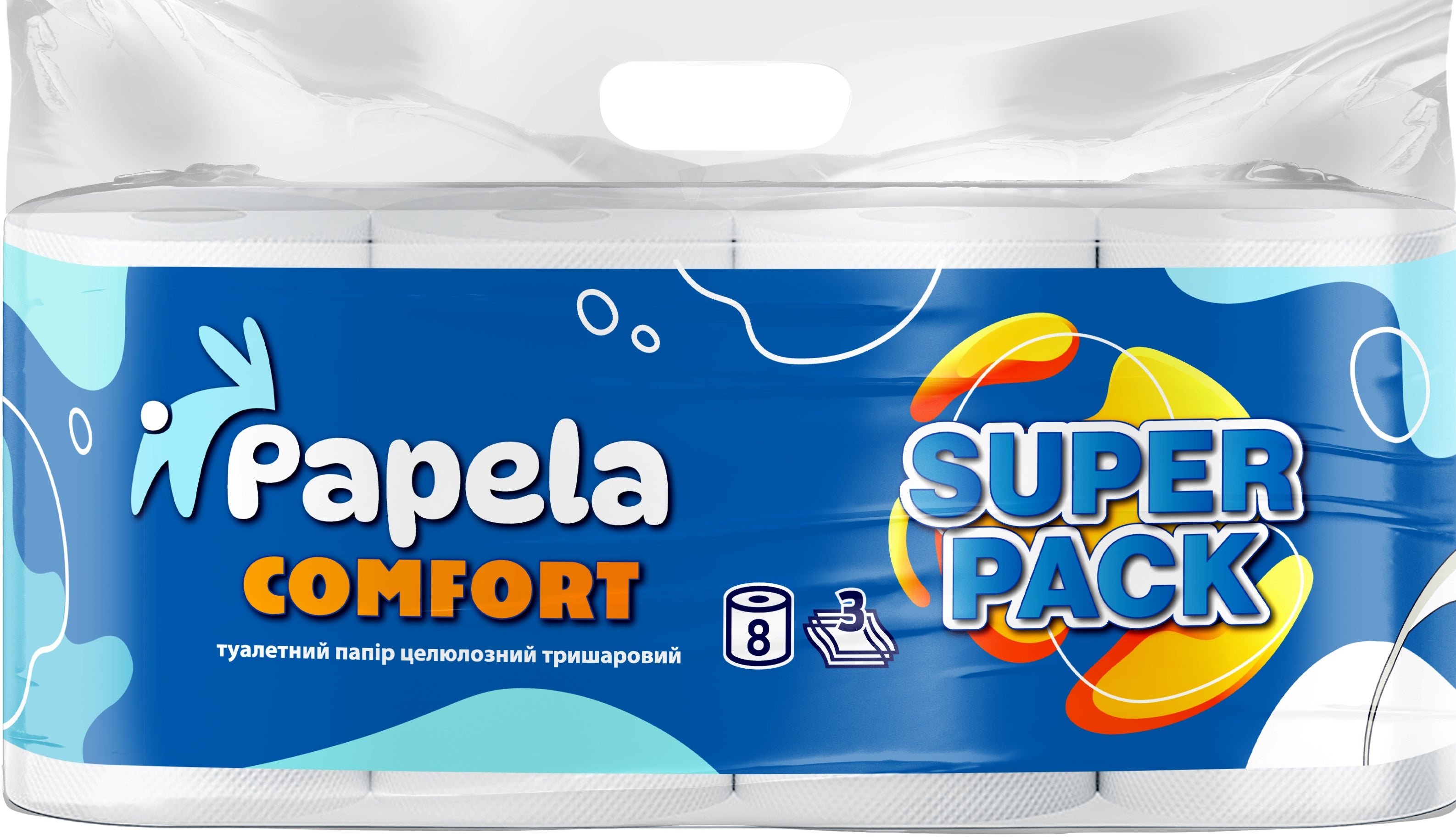Papela Comfort 3-Ply Toilet Paper, 8 Rolls