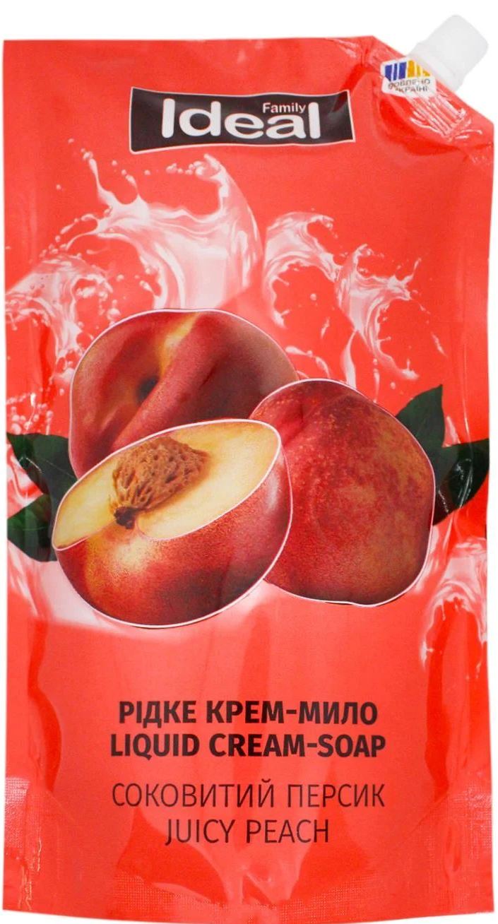 Family Ideal Juicy Peach Liquid Cream Soap Refill Pouch, 900 mL