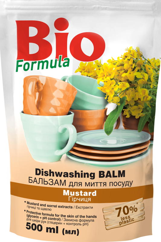 BIO Formula Mustard Dishwashing Liquid Refill Pouch, 500 mL