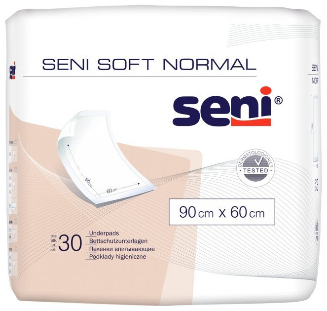 Seni Soft Normal Adult Underpads, 30 pcs, 90 x 60 cm