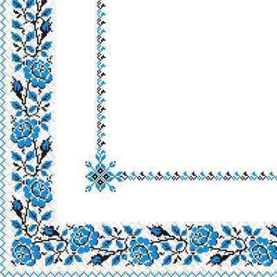 Margo Blue Embroidered Floral Pattern 2-Ply Table Napkins, 33 x 33 cm, 50 pcs