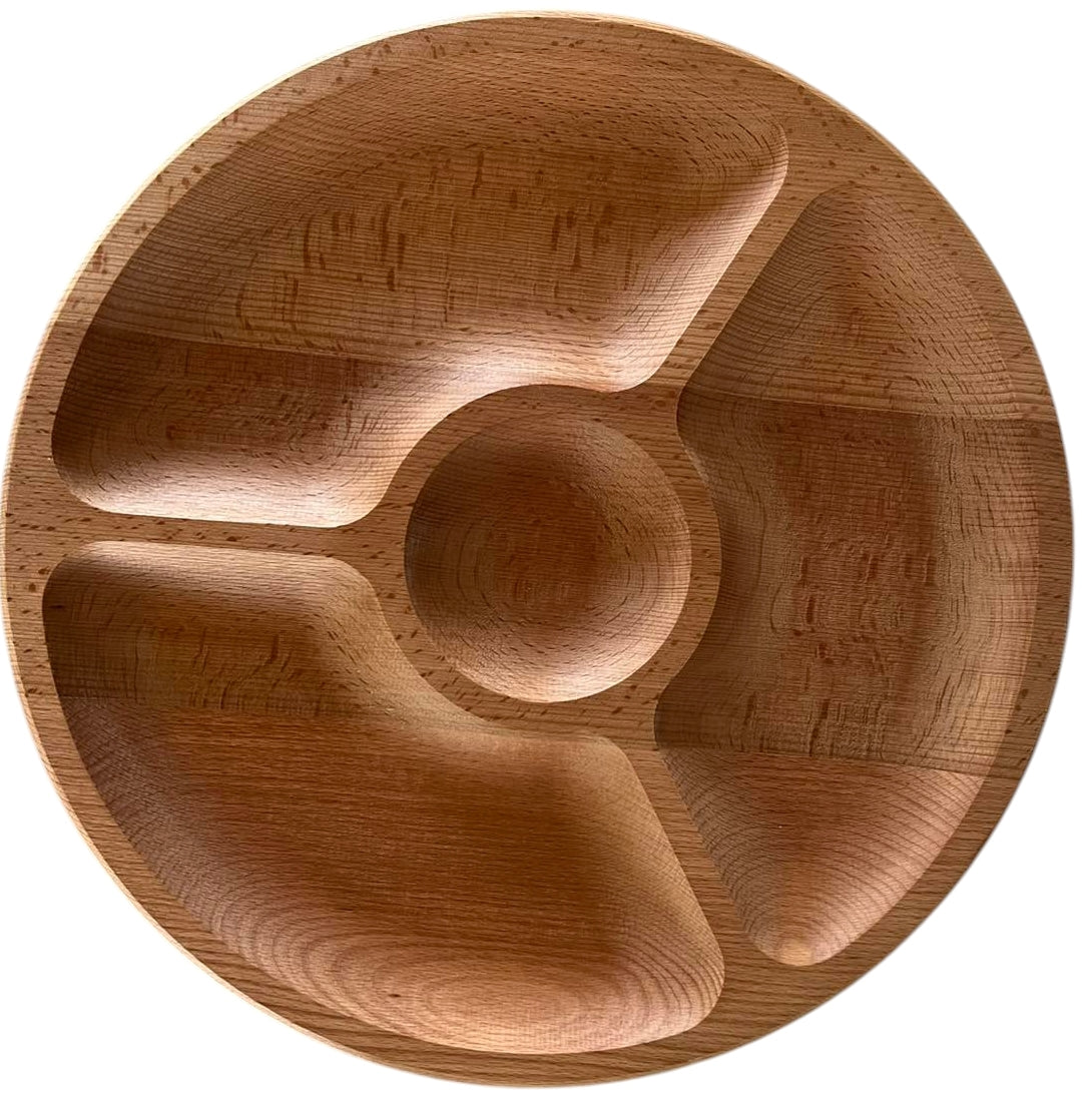 Wooden 4-Section Serving Platter, 35 cm