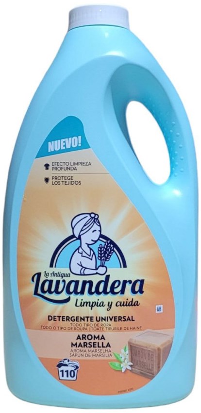La Antigua Lavandera Marseille Soap Laundry Detergent Gel, 110 Loads, 4.95 L