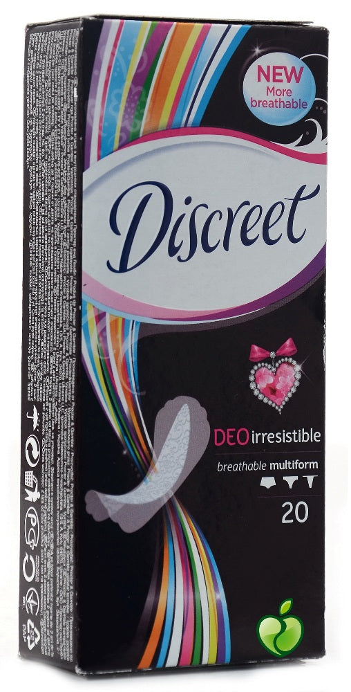 Discreet Deo Irresistible Multiform Panty Liners, 20 pcs