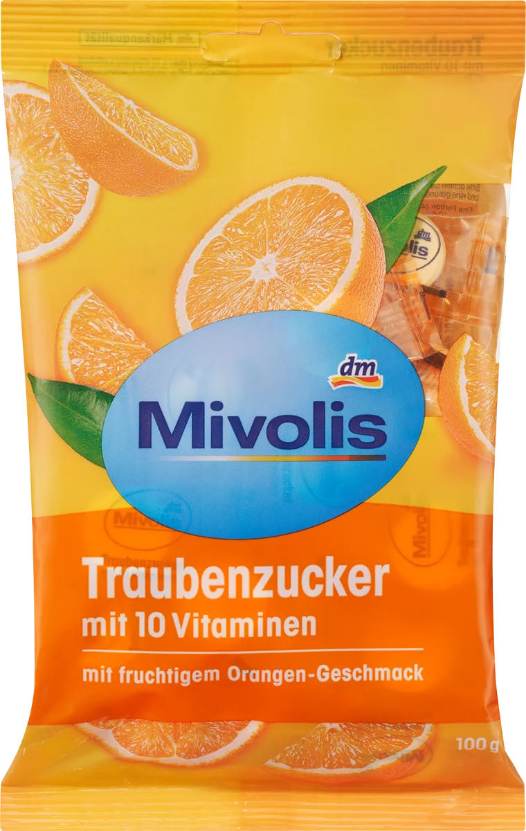 Mivolis Orange-Flavored Dextrose Candies with Vitamins, 100 g