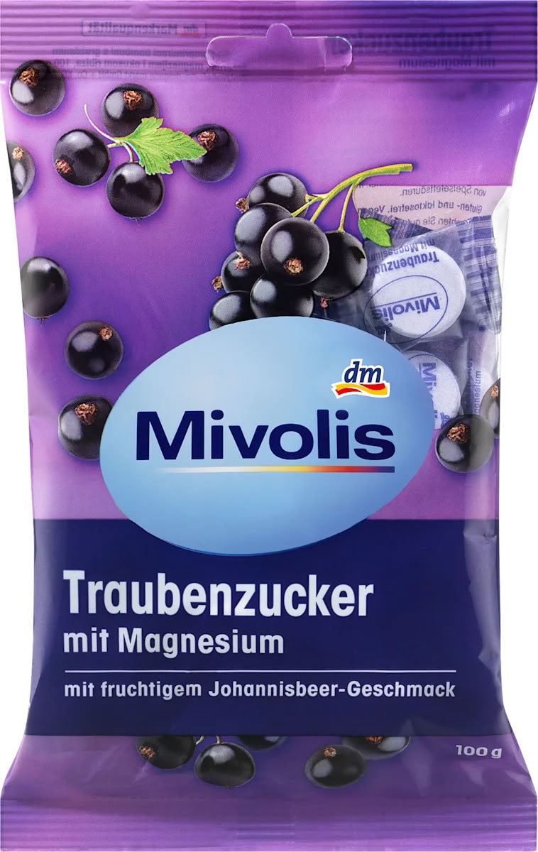 Mivolis Blackcurrant-Flavored Dextrose Candies with Magnesium, 100 g
