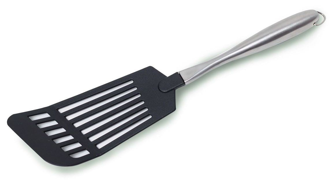Kamille KM5017 Wide Plastic Slotted Spatula with Stainless Steel Handle, 34 cm