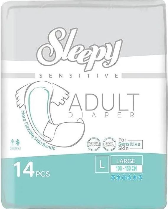 Sleepy Sensitive Adult Large Adult Diapers, 100-150 cm, Absorbency 6, 14 pcs