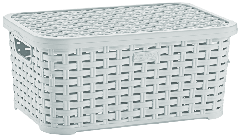 Irak Plastik SP295 Rattan-Style Storage Basket with Lid, 34 x 24 x 16 cm, 10 L - Image 3