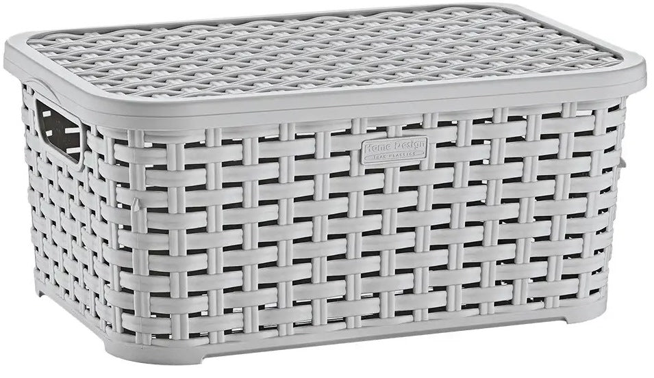 Irak Plastik SP295 Rattan-Style Storage Basket with Lid, 34 x 24 x 16 cm, 10 L - Image 4