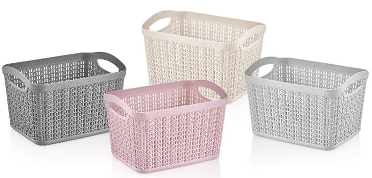 Ucsan Plastik M-083 Knit-Style Storage Basket, 26 x 20 x 17 cm, 6.6 L