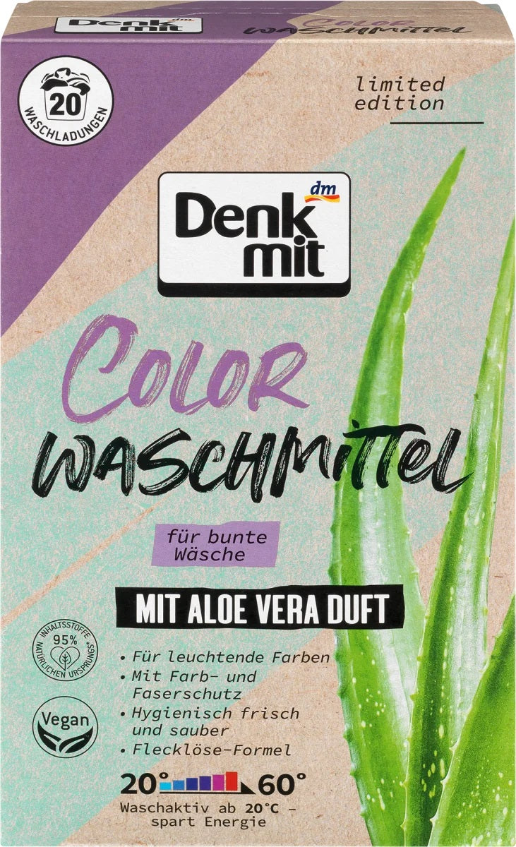 Denkmit Aloe Vera Color Laundry Detergent Powder, 20 Loads, 1.3 kg