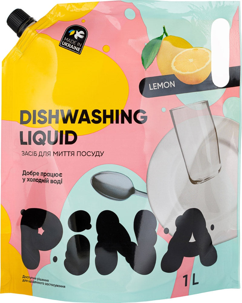 Pina Lemon Dishwashing Liquid Doypack, 1 L