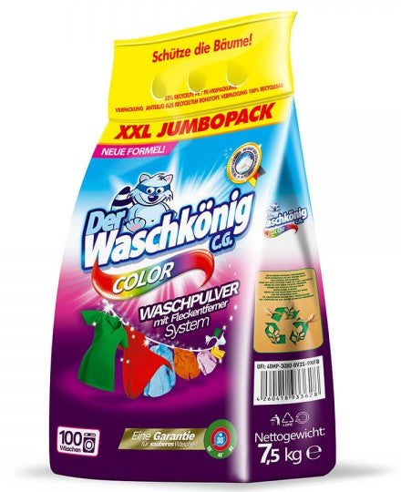 Waschkönig Color Laundry Detergent Powder, 7.5 kg
