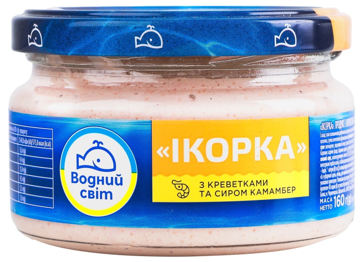 Vodnyi Svit Capelin Roe Spread with Shrimp & Camembert Cheese, 160 g