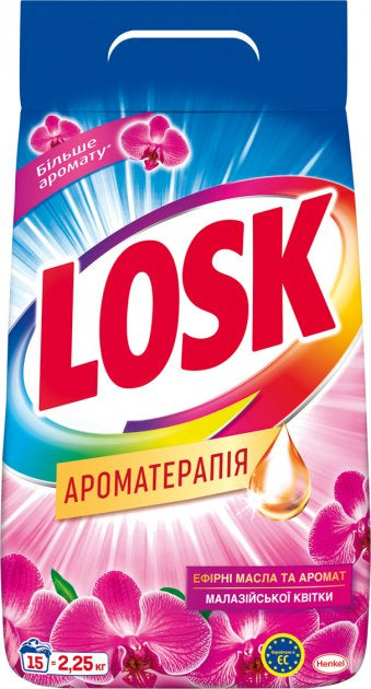 Losk Aromatherapy Essential Oils & Malaysian Flower Automatic Laundry Detergent Powder, 2.25 kg
