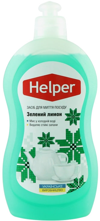 Helper Green Lemon Dishwashing Liquid, 495 mL