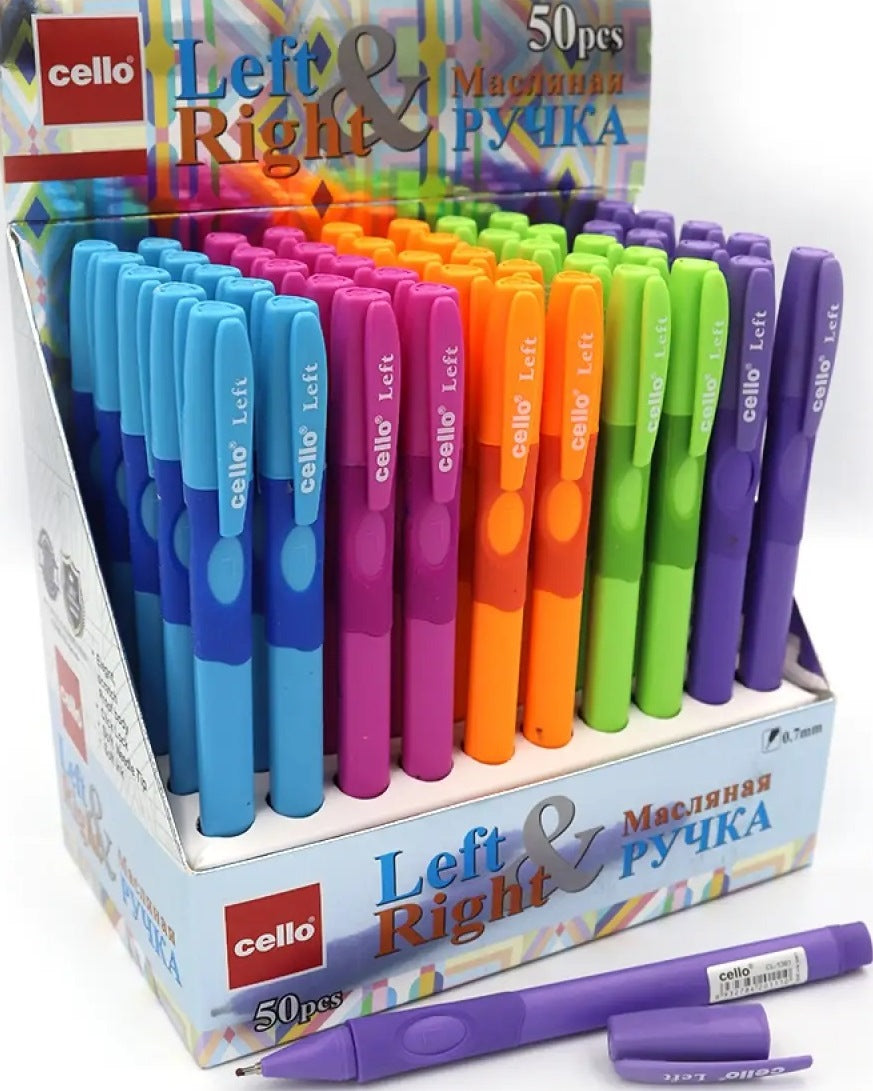 Cello CL-1361L Left & Right Blue Oil-Based Pen for Left-Handed Users, 0.7 mm