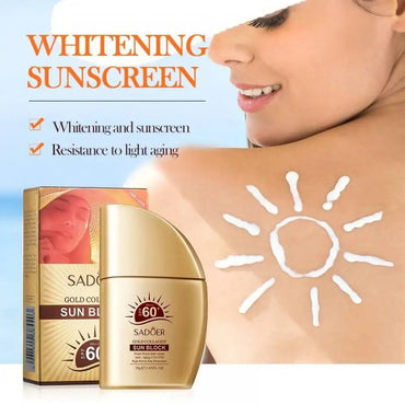 Sadoer Gold Collagen SPF 60 Sunscreen Cream, 30 g - Image 2