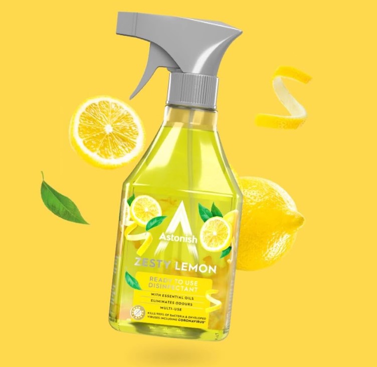 Astonish Lemon Burst Multipurpose Disinfectant Cleaner Spray, 550 mL - Image 2
