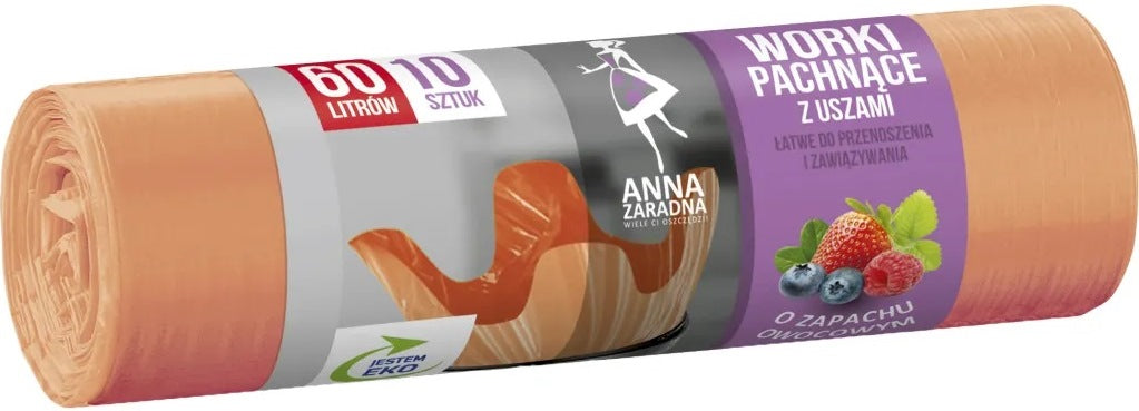 Anna Zaradna Fruit-Scented Handle Trash Bags, 60 L, 10 pcs