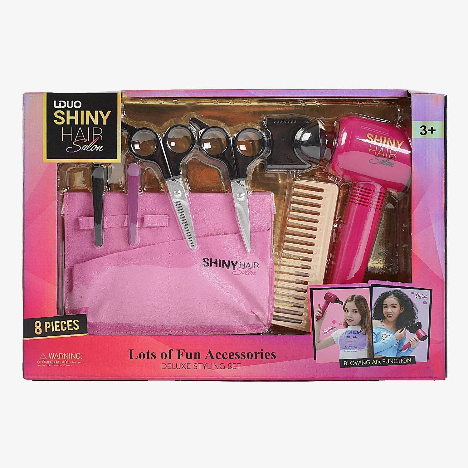 Shiny Hair Salon 626006 Hairdresser Play Set with Air-Blowing Hair Dryer & 8 Accessories