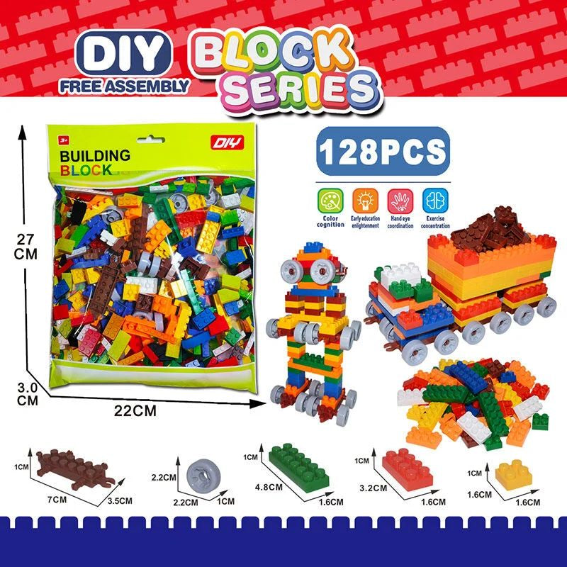 336-3 DIY Building Block Set in Bag, 128 Pieces