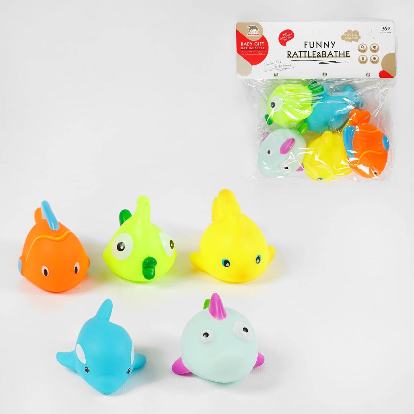 BLS 87-32 Funny Rattle & Bathe Squeaky Toy Set, 5 pcs